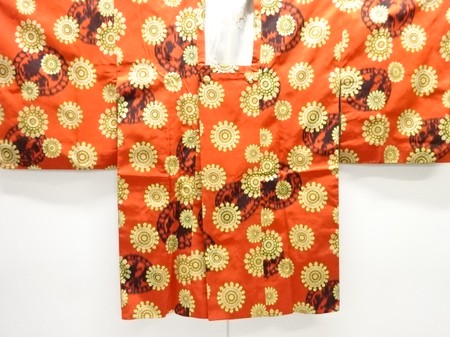 JAPANESE KIMONO / ANTIQUE TAISHO-ROMAN FLOWER PATTERN WOVEN MICHIYUKI